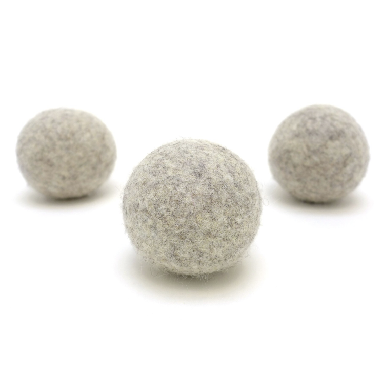 3 wool dryer balls in heather gray