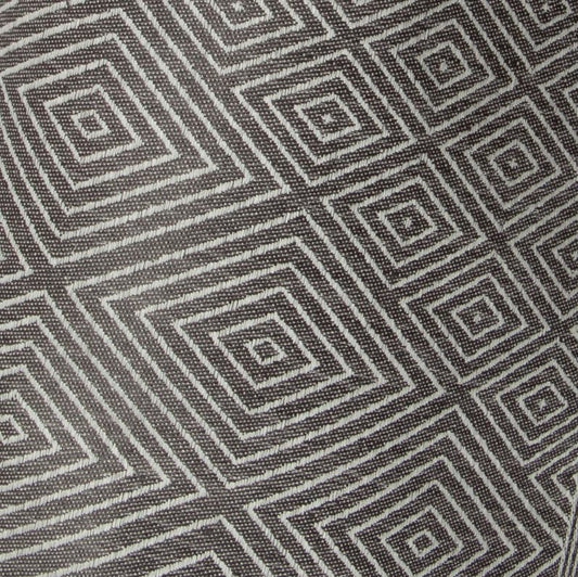 close-up of linen tea towel with diamond pattern in graphite gray