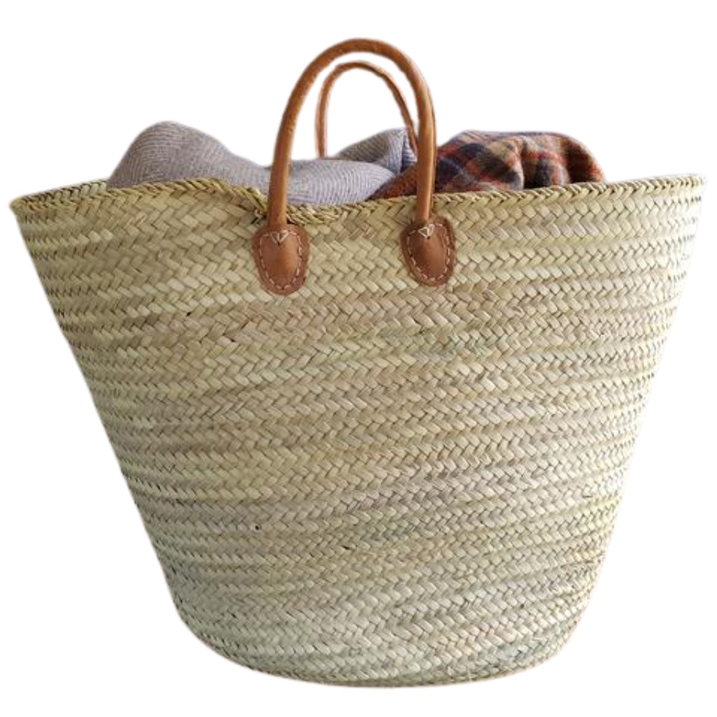 Oversized Basket with Leather Handles