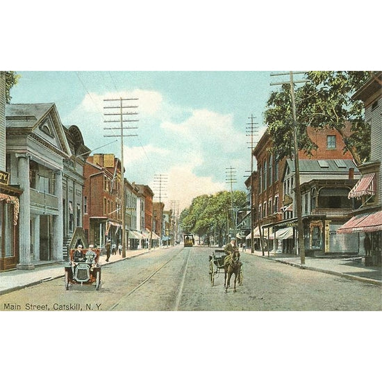 vintage postcard of main street in catskill new york