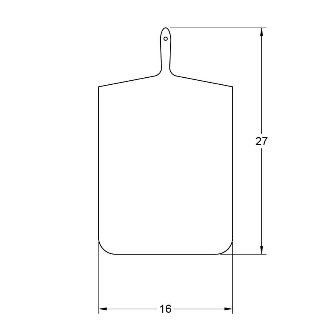 Diagram of oversized rectangular carving board dimensions 