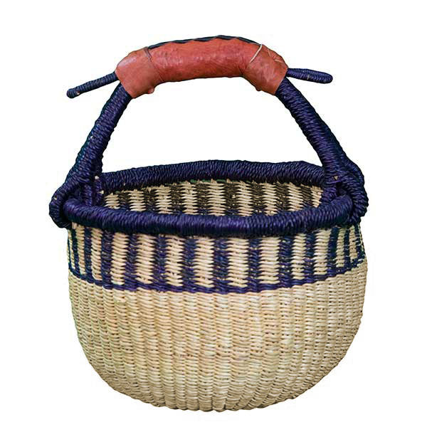 Mini Indigo Pattern Natural Bolga Basket