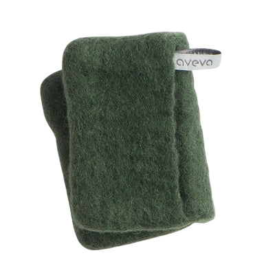Washable wool oven mitt, potholder or trivet in moss green