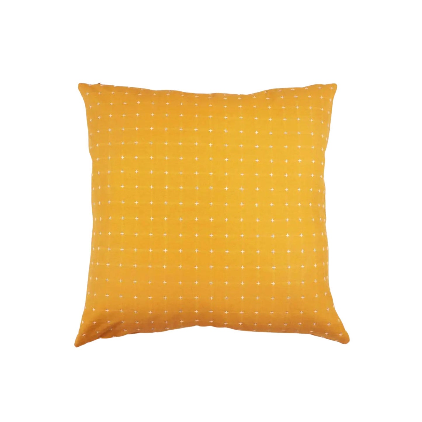 Cross Stitch Organic Cotton Throw Pillow - Mustard