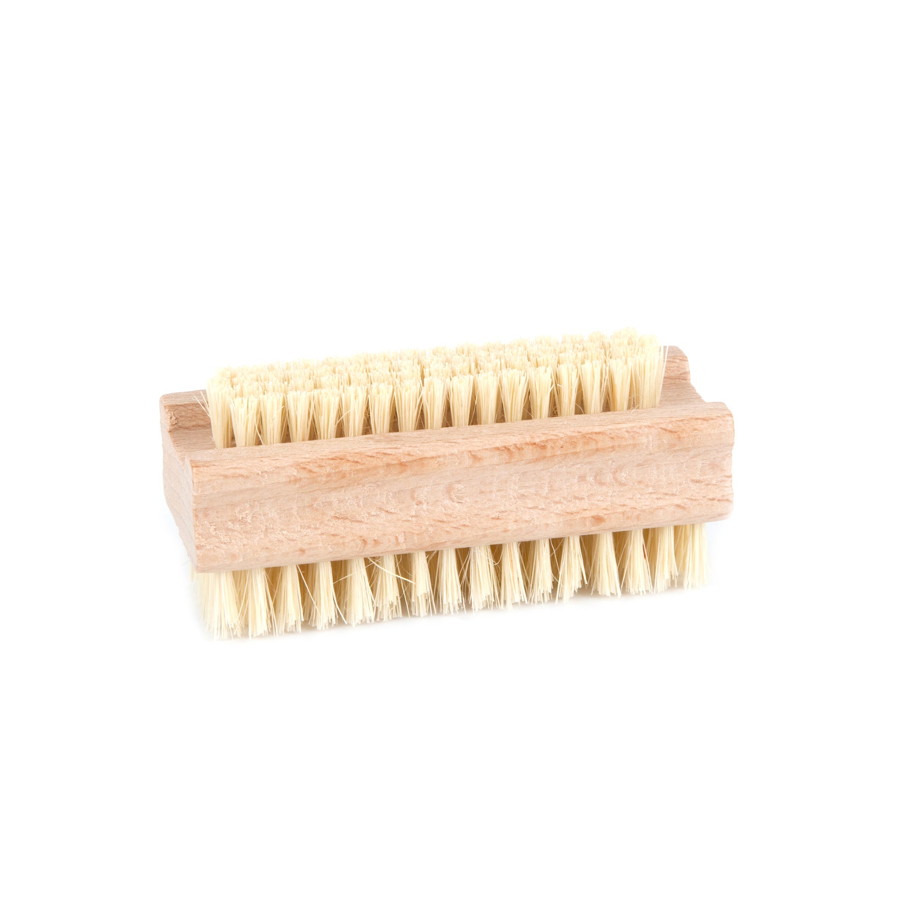Double-sided nail brush made of Tampico fibers and Ash wood
