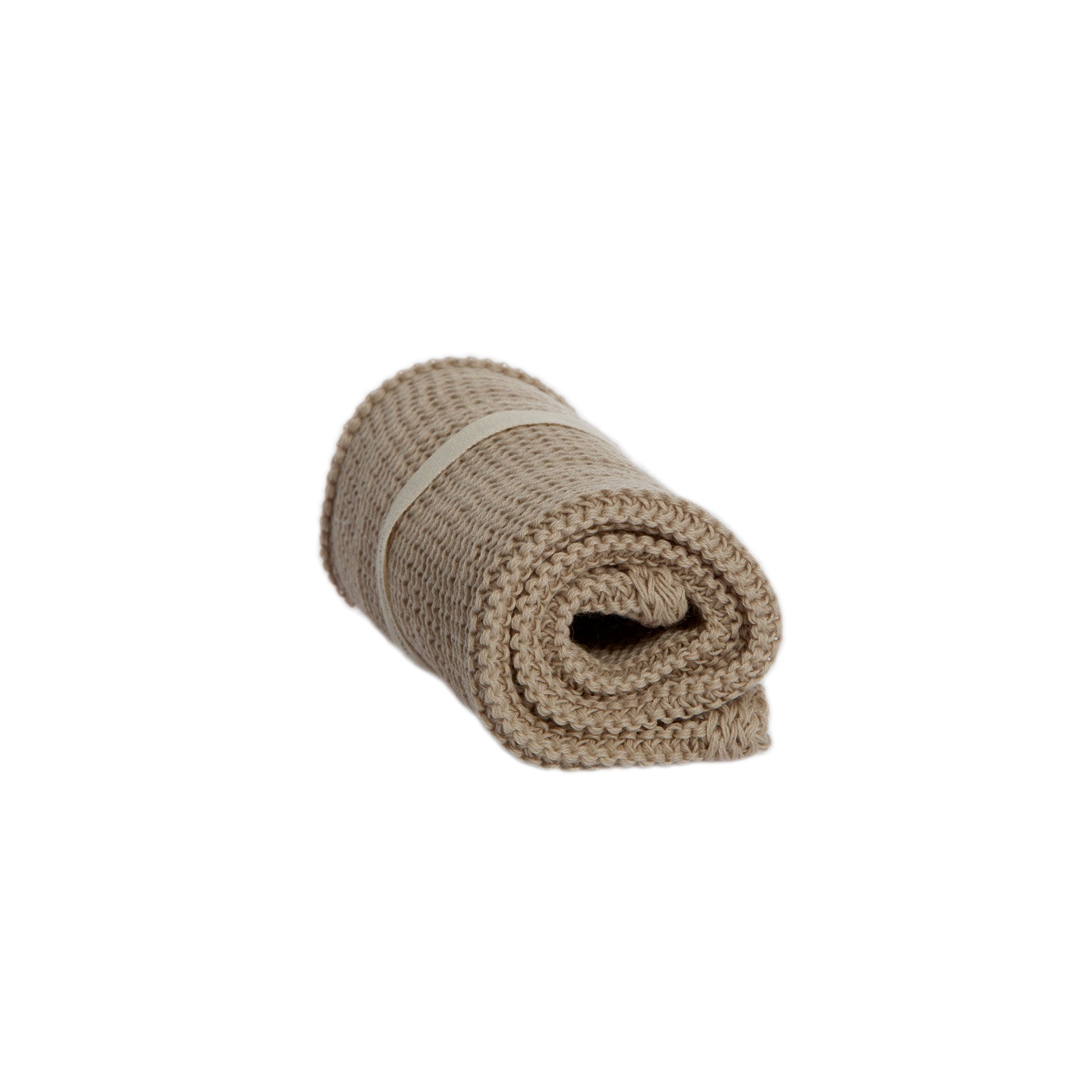 Ultra-soft knitted organic cotton washcloth in natural color