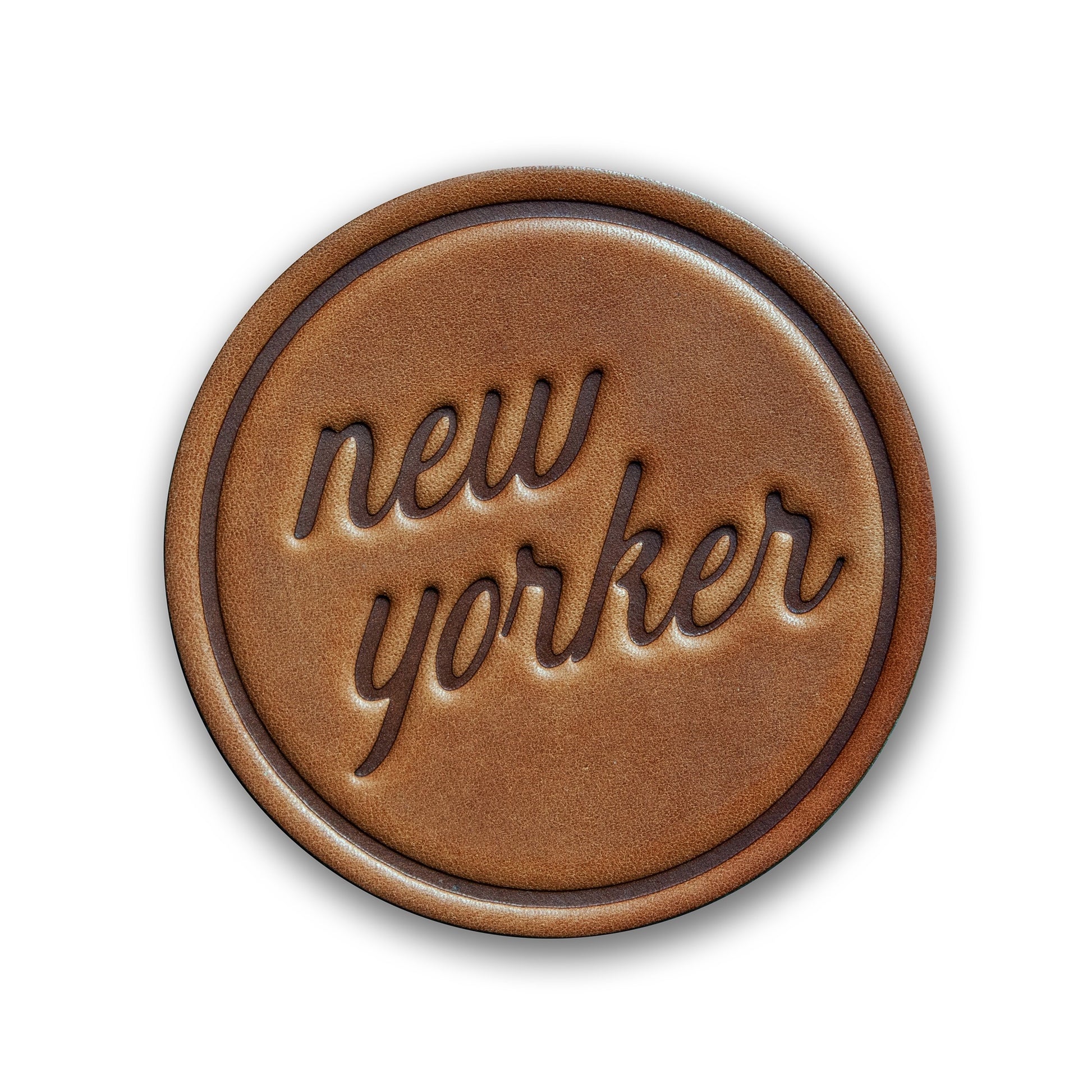 new yorker leather coaster