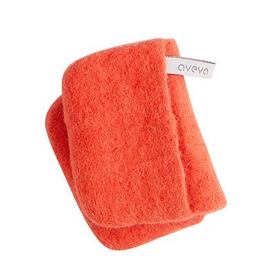 Washable wool oven mitt, potholder or trivet in terracotta orange