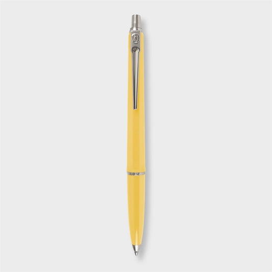 Shiny bright yellow ballpoint refillable archival pen